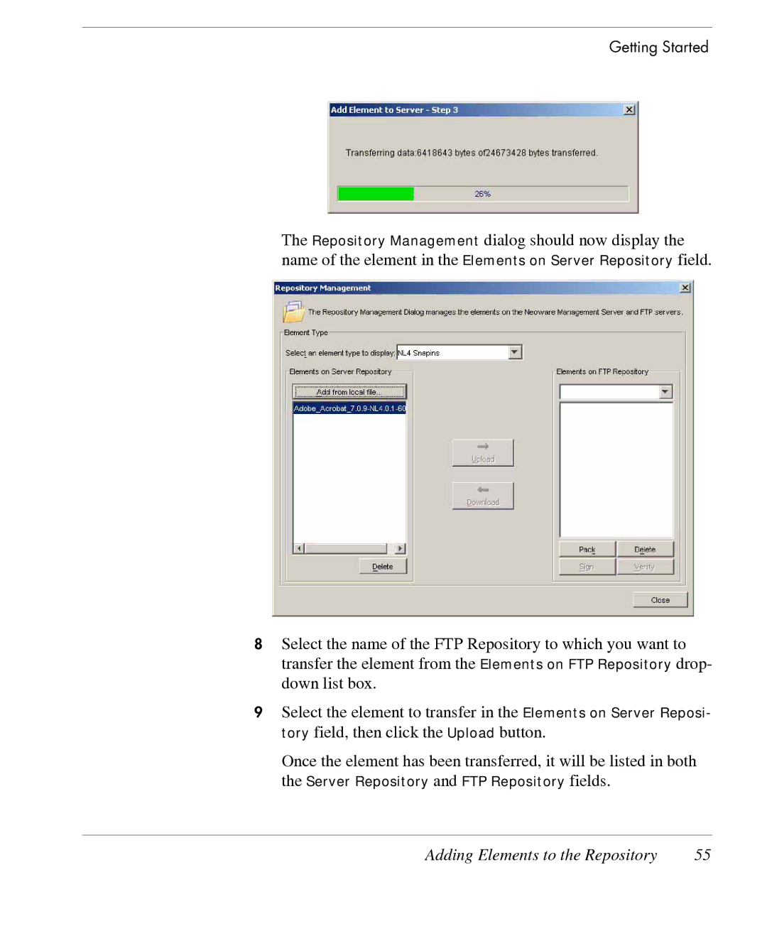 HP TeemTalk Terminal Emulator 7 E-License manual Adding Elements to the Repository 