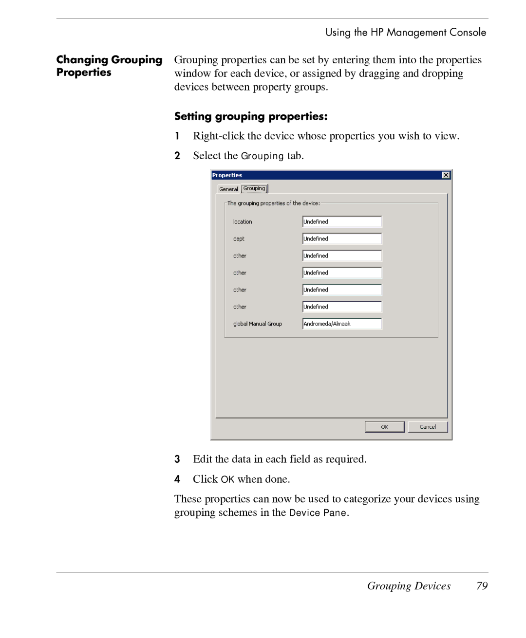 HP TeemTalk Terminal Emulator 7 E-License manual Changing Grouping Properties 