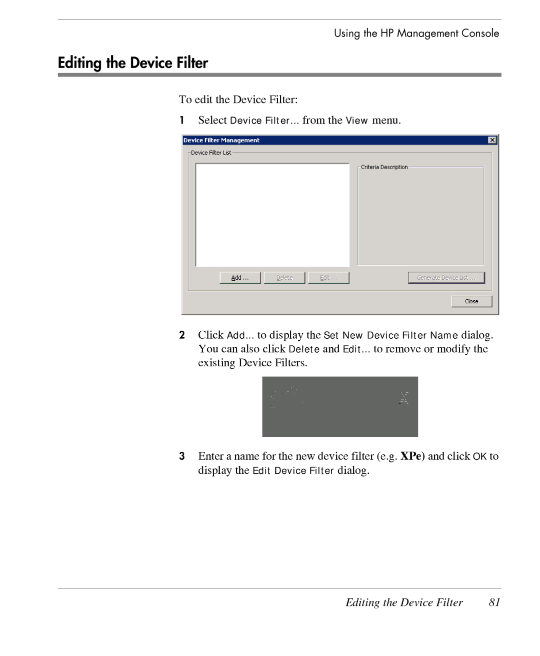 HP TeemTalk Terminal Emulator 7 E-License manual Editing the Device Filter 