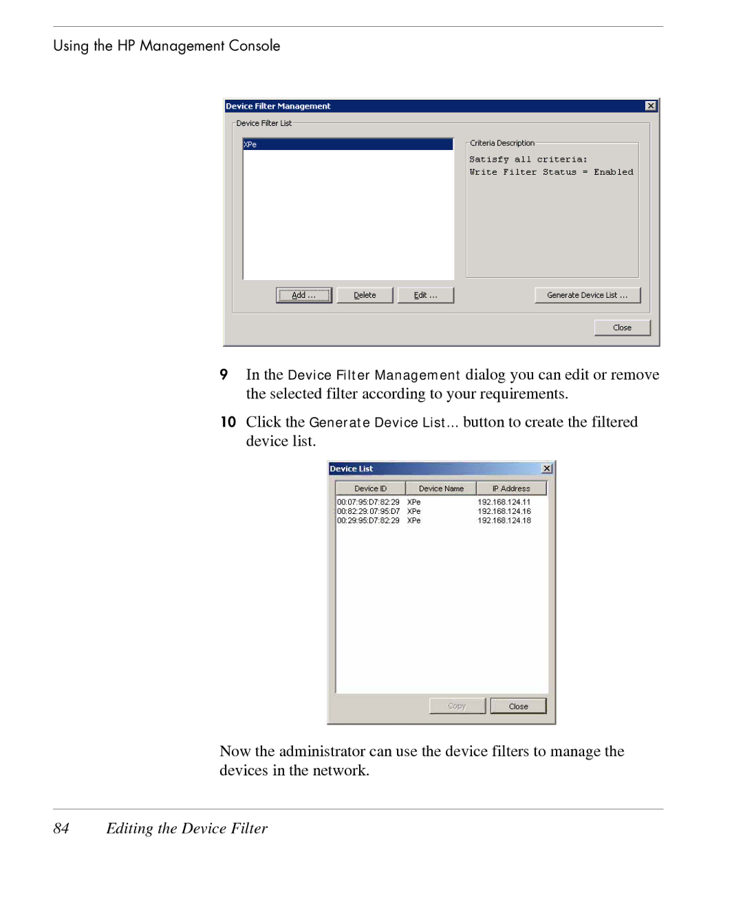 HP TeemTalk Terminal Emulator 7 E-License manual Editing the Device Filter 