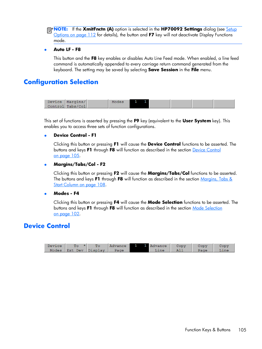 HP TeemTalk Terminal Emulator 8 E-License manual Configuration Selection, Device Control 