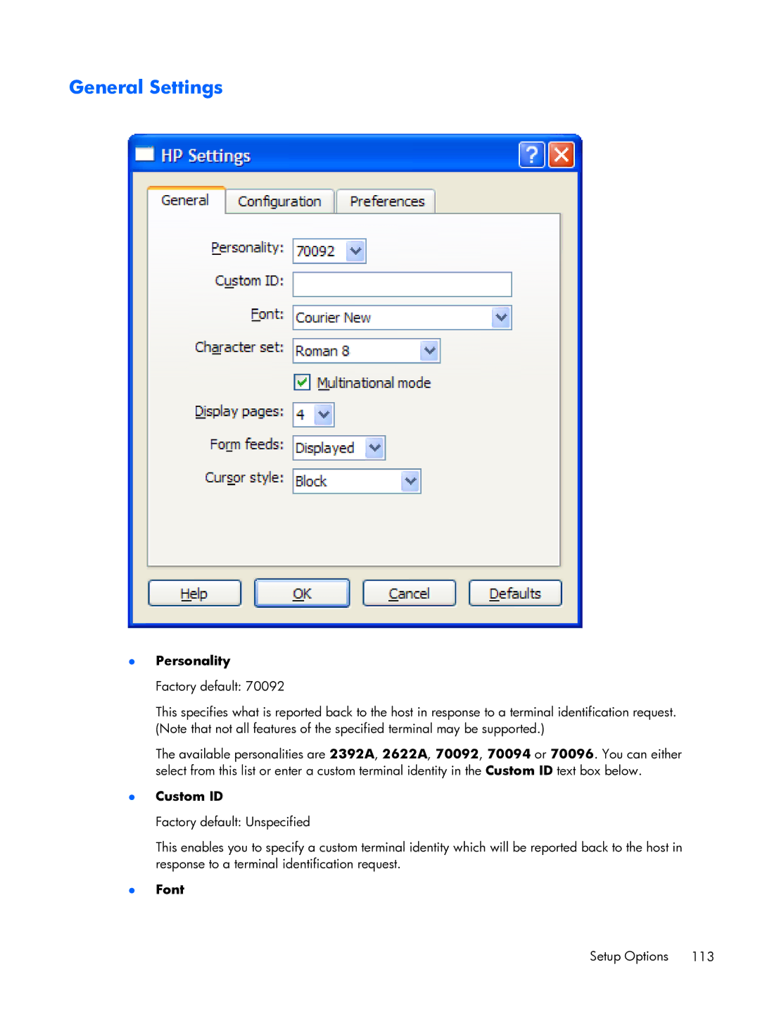 HP TeemTalk Terminal Emulator 8 E-License manual Personality, Custom ID 