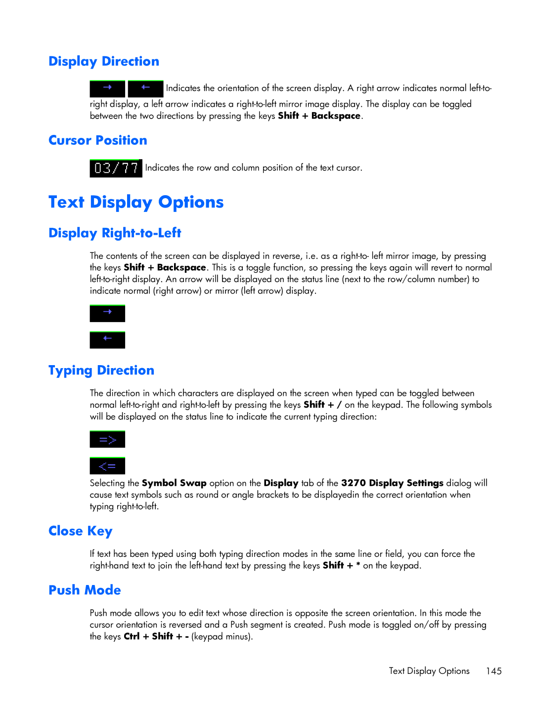 HP TeemTalk Terminal Emulator 8 E-License manual Text Display Options 