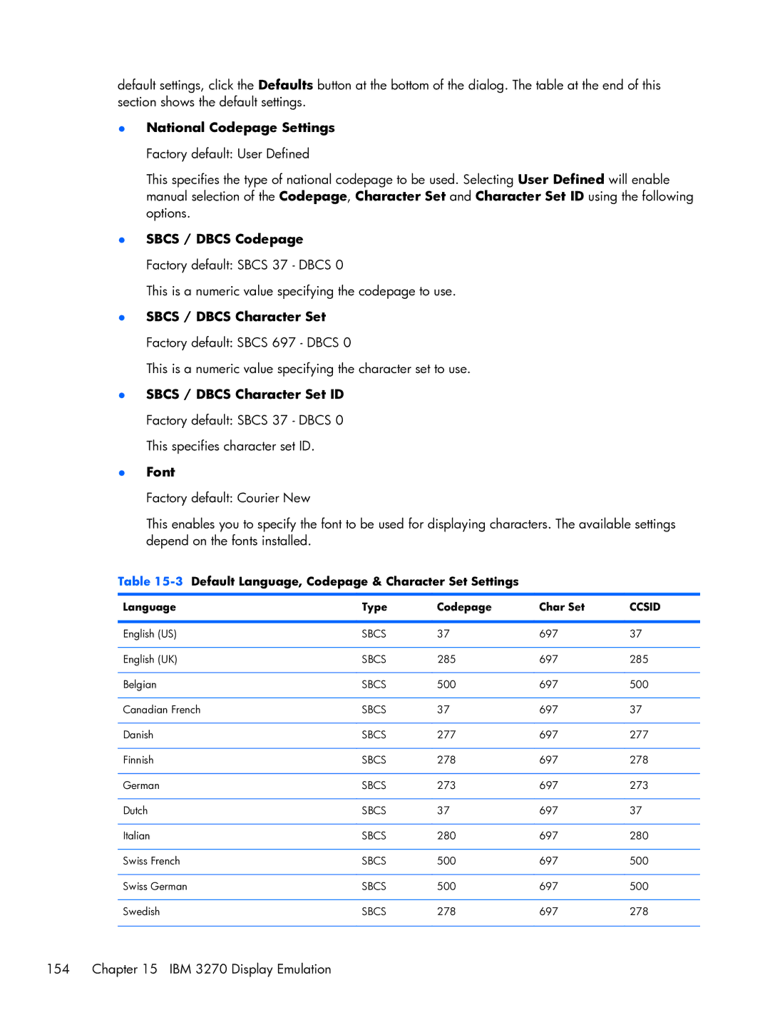 HP TeemTalk Terminal Emulator 8 E-License manual National Codepage Settings Factory default User Defined 