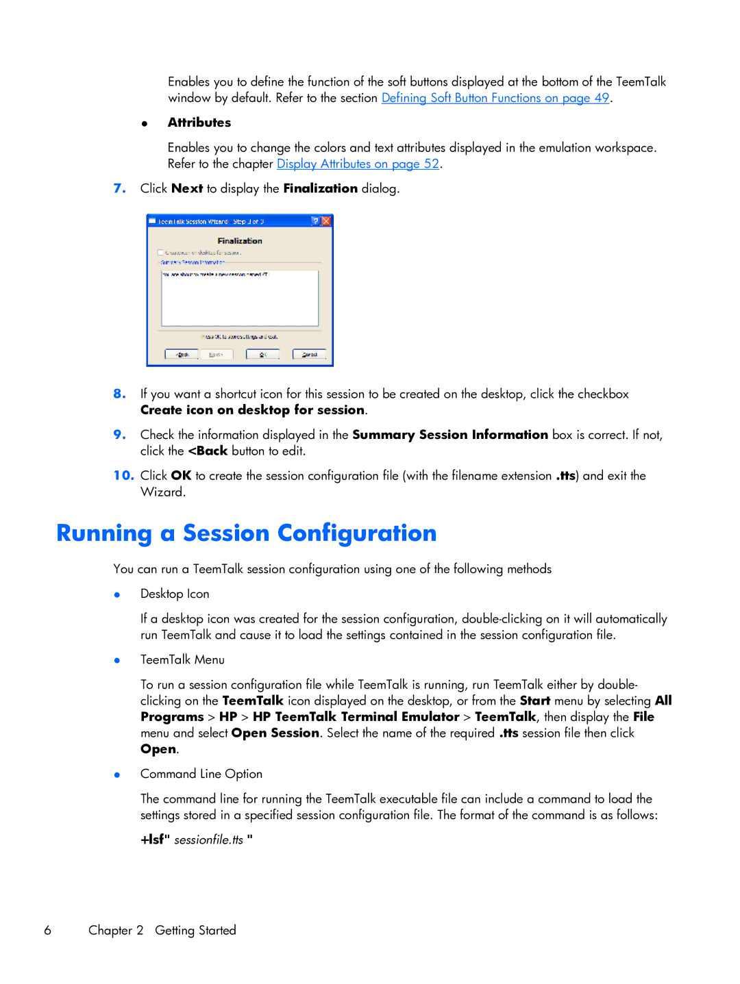 HP TeemTalk Terminal Emulator 8 E-License manual Running a Session Configuration, Attributes 