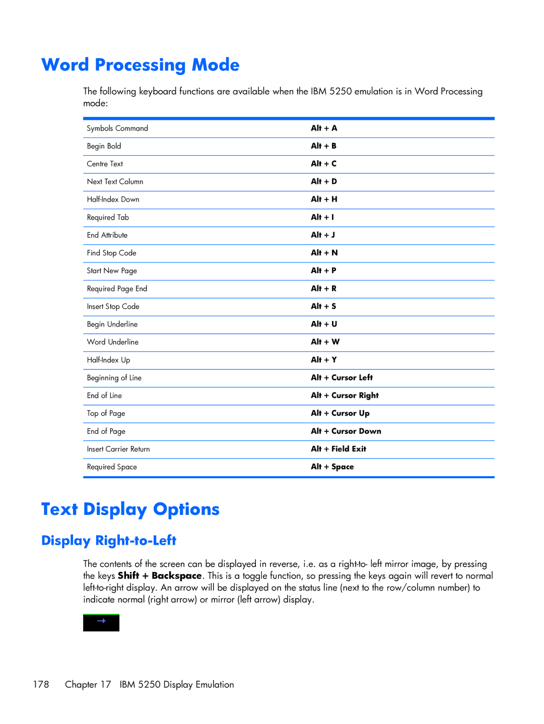 HP TeemTalk Terminal Emulator 8 E-License manual Word Processing Mode, Text Display Options 