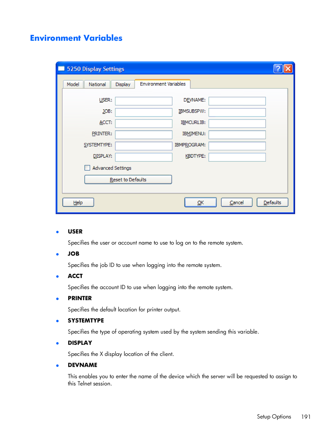 HP TeemTalk Terminal Emulator 8 E-License manual Environment Variables, Devname 