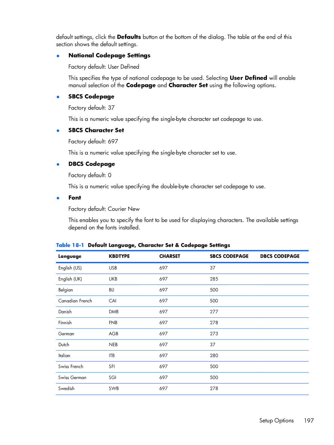 HP TeemTalk Terminal Emulator 8 E-License manual National Codepage Settings Factory default User Defined 