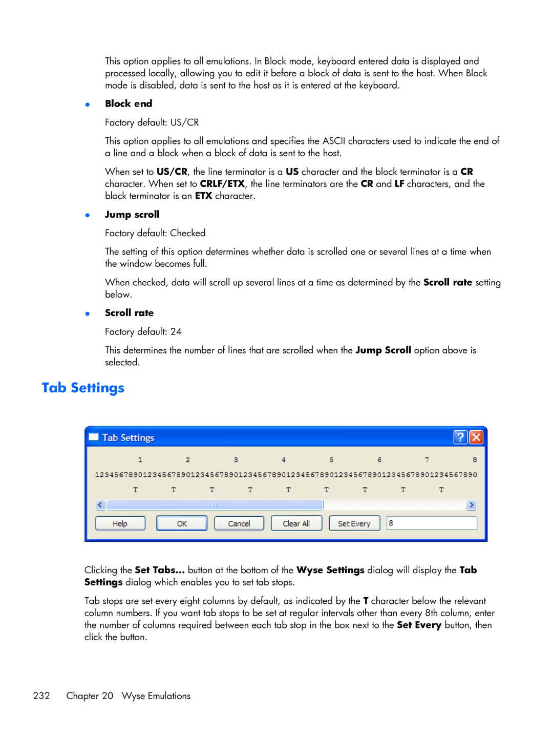 HP TeemTalk Terminal Emulator 8 E-License manual Block end, Jump scroll 