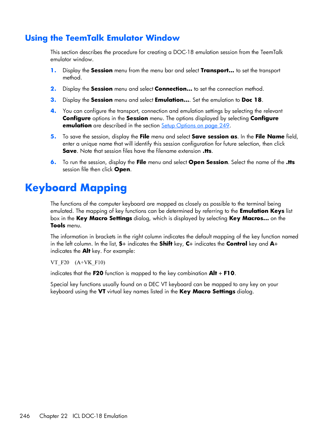 HP TeemTalk Terminal Emulator 8 E-License manual Keyboard Mapping 