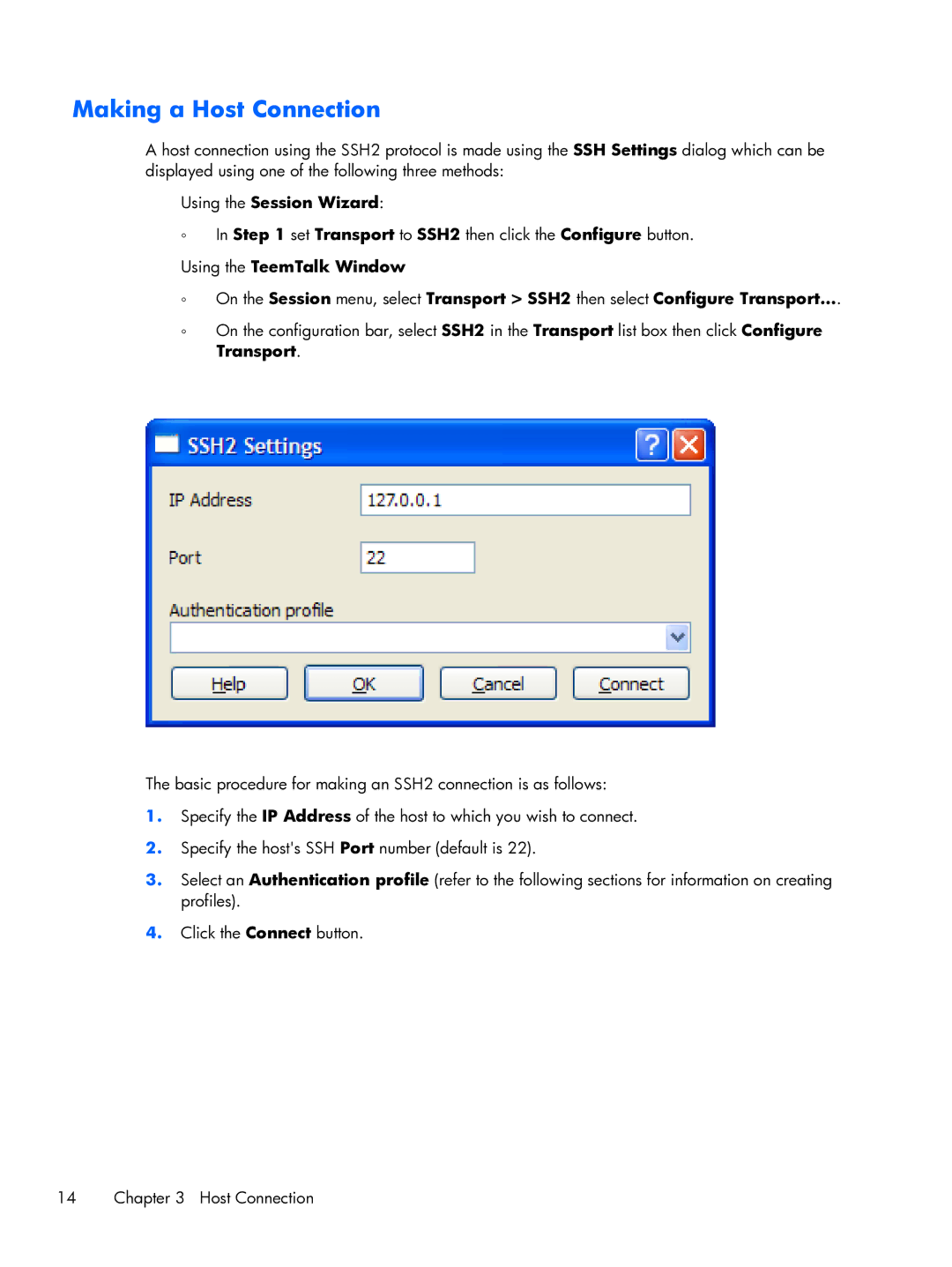 HP TeemTalk Terminal Emulator 8 E-License manual Making a Host Connection 