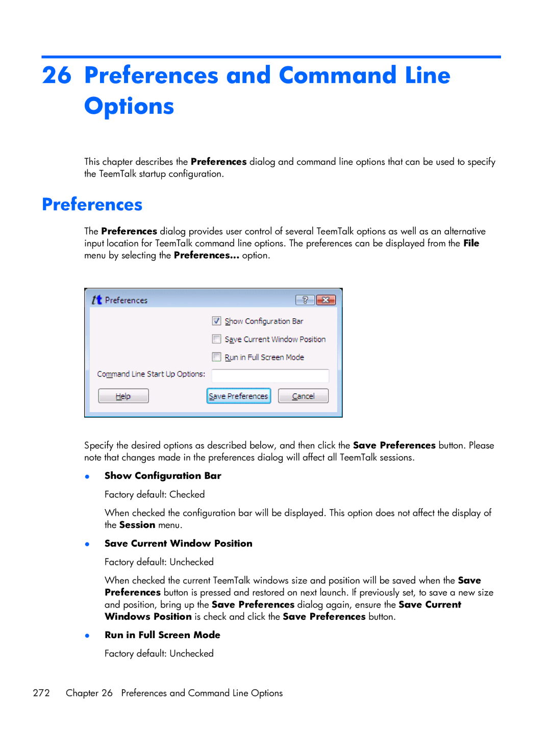 HP TeemTalk Terminal Emulator 8 E-License manual Preferences and Command Line Options 