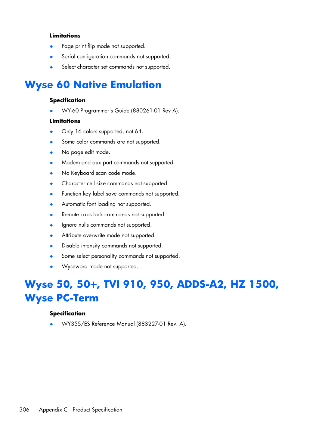 HP TeemTalk Terminal Emulator 8 E-License manual Wyse 60 Native Emulation 