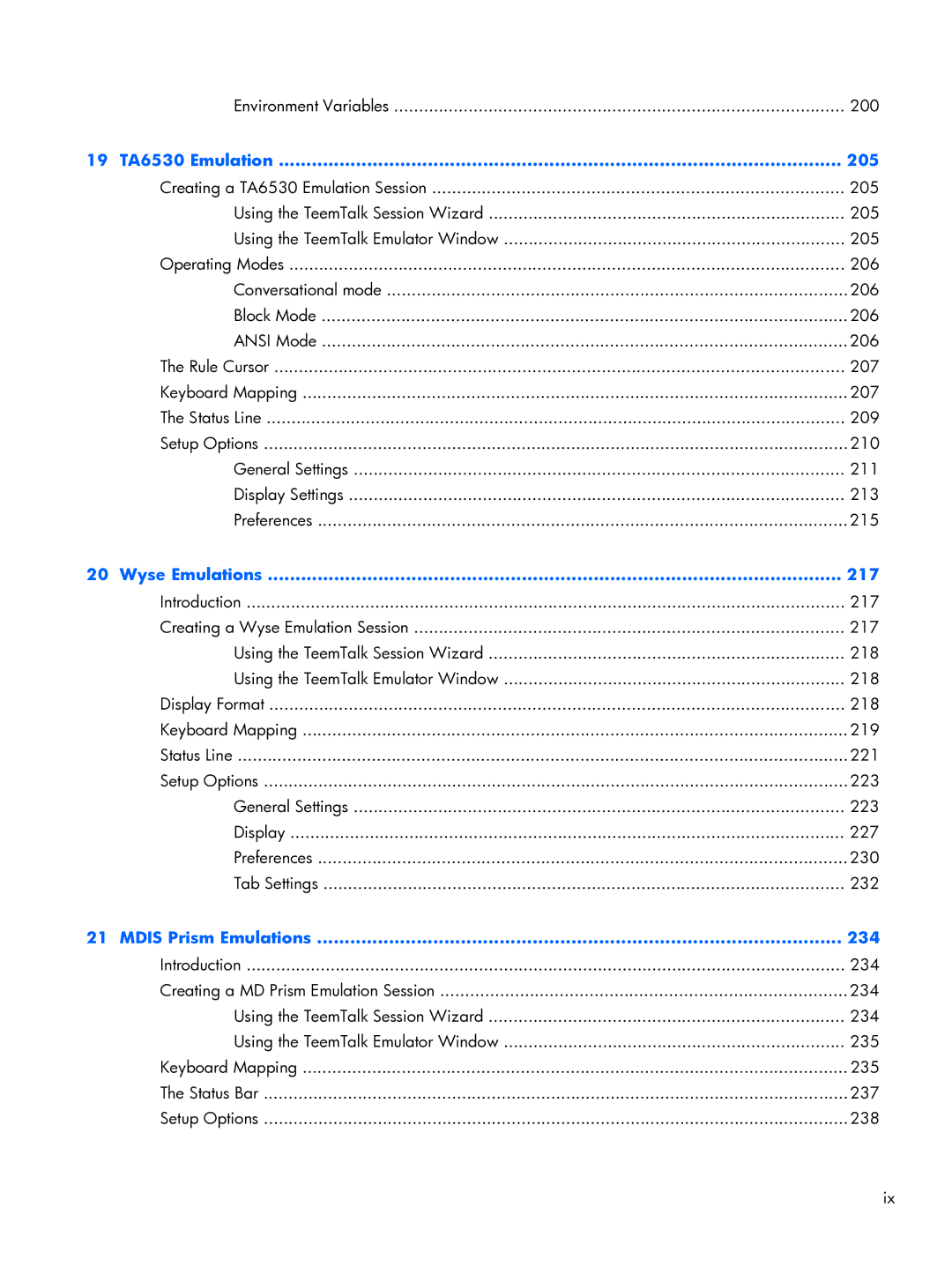 HP TeemTalk Terminal Emulator 8 E-License manual 19 TA6530 Emulation 205 