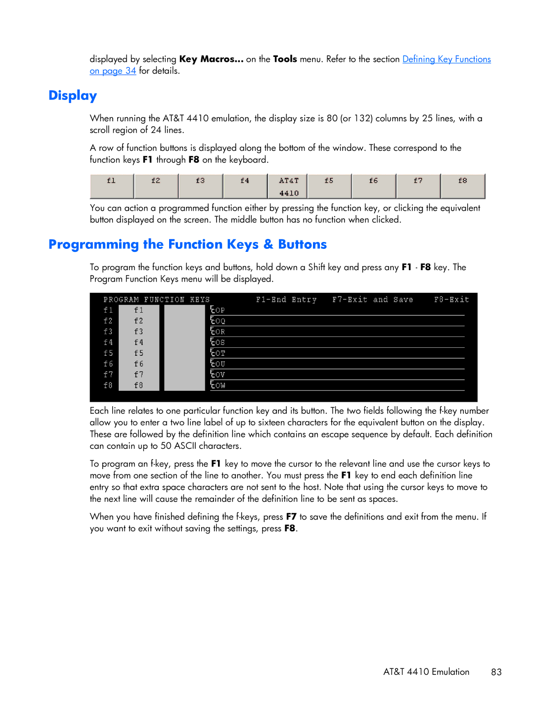 HP TeemTalk Terminal Emulator 8 E-License manual Display, Programming the Function Keys & Buttons 