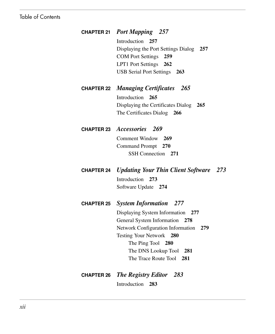 HP TeemTalk Terminal Emulator 9 E-License manual Port Mapping 257, Xii 