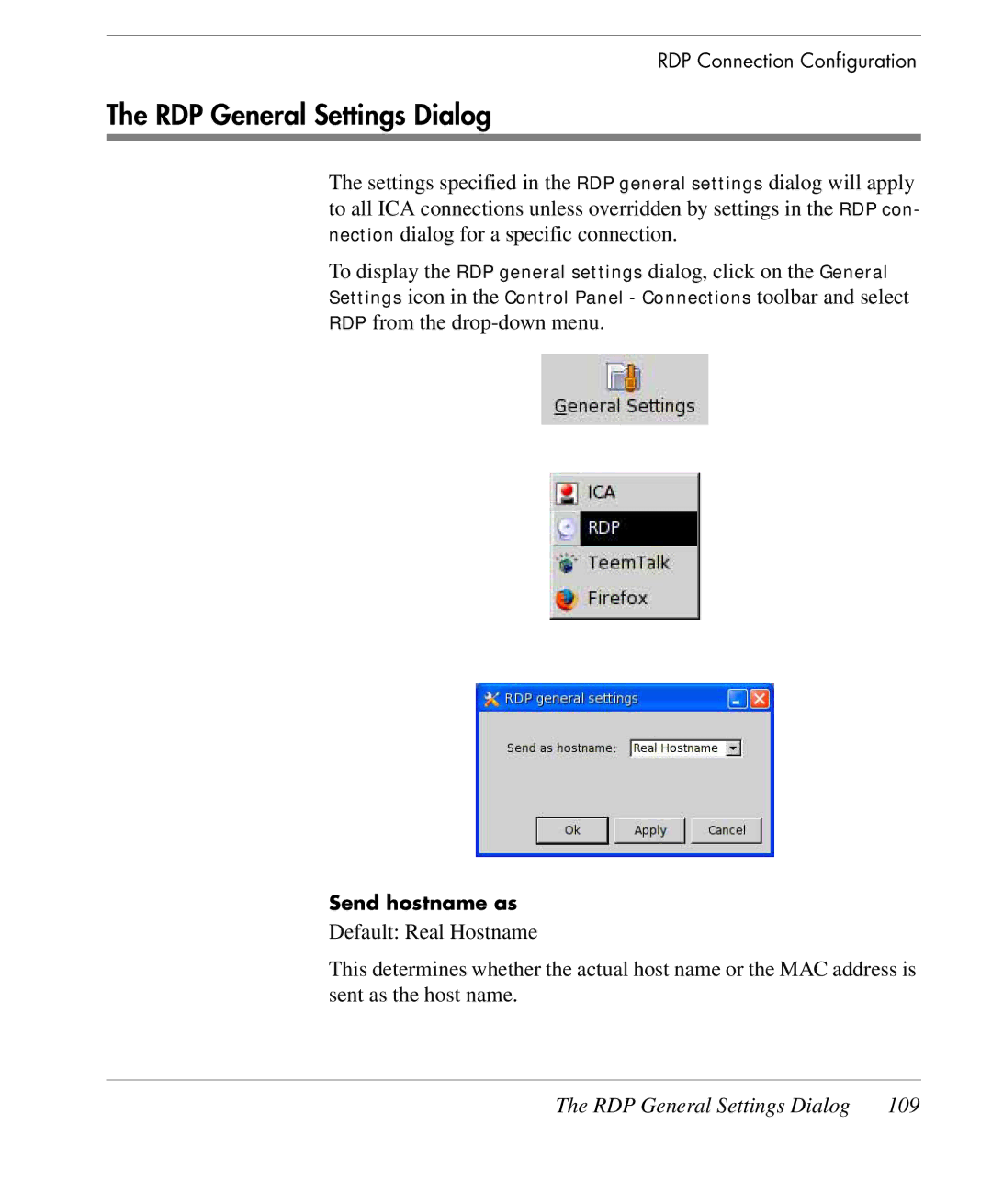 HP TeemTalk Terminal Emulator 9 E-License manual RDP General Settings Dialog 