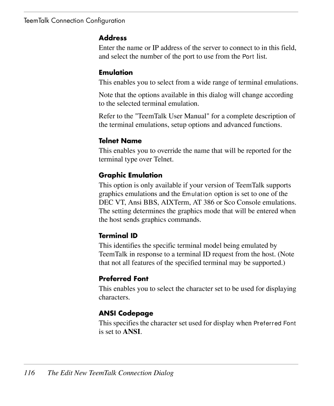 HP TeemTalk Terminal Emulator 9 E-License manual Edit New TeemTalk Connection Dialog 