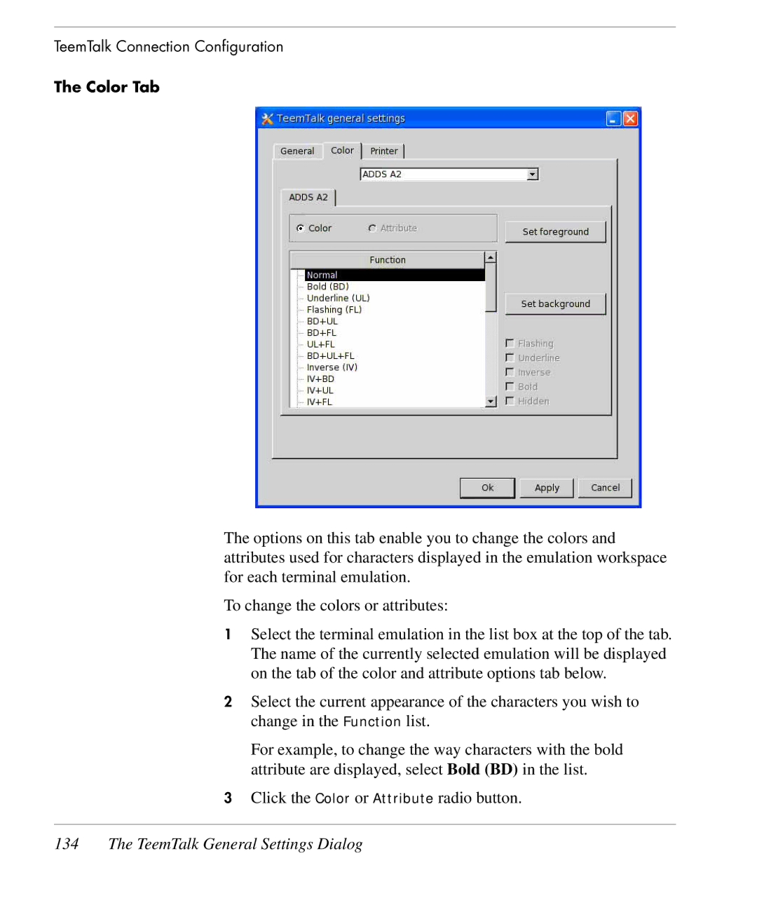 HP TeemTalk Terminal Emulator 9 E-License manual Color Tab 