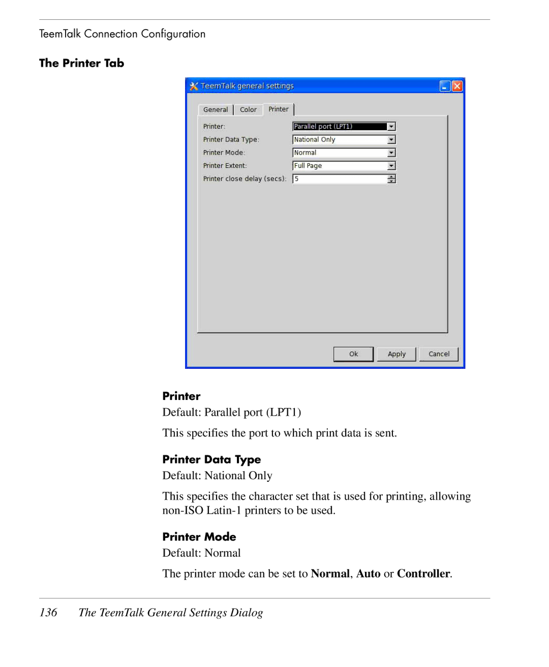 HP TeemTalk Terminal Emulator 9 E-License manual Printer Tab 