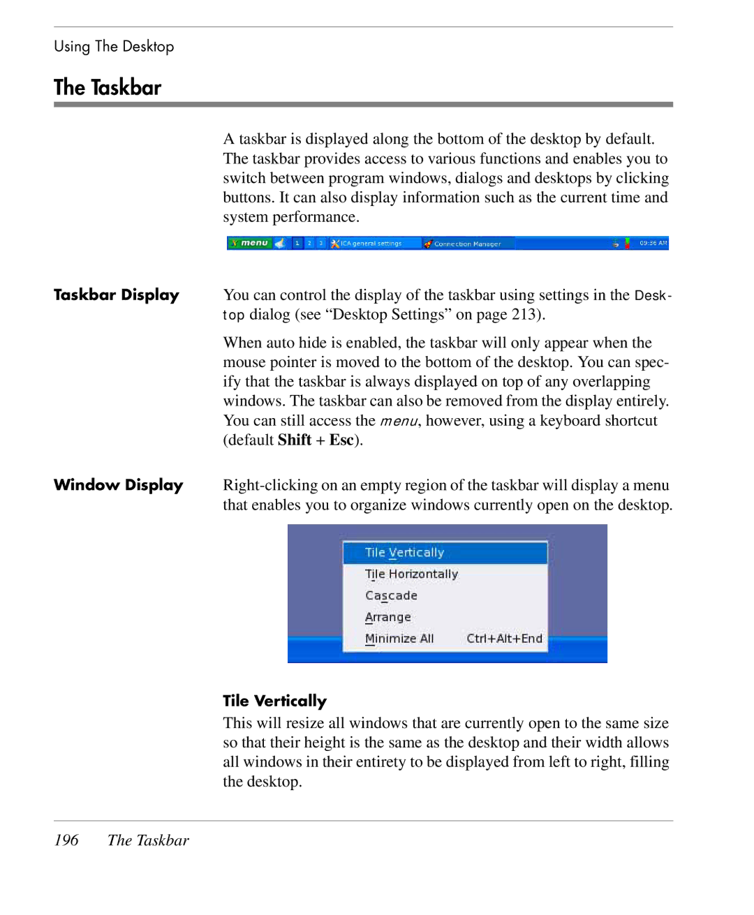 HP TeemTalk Terminal Emulator 9 E-License manual Taskbar 