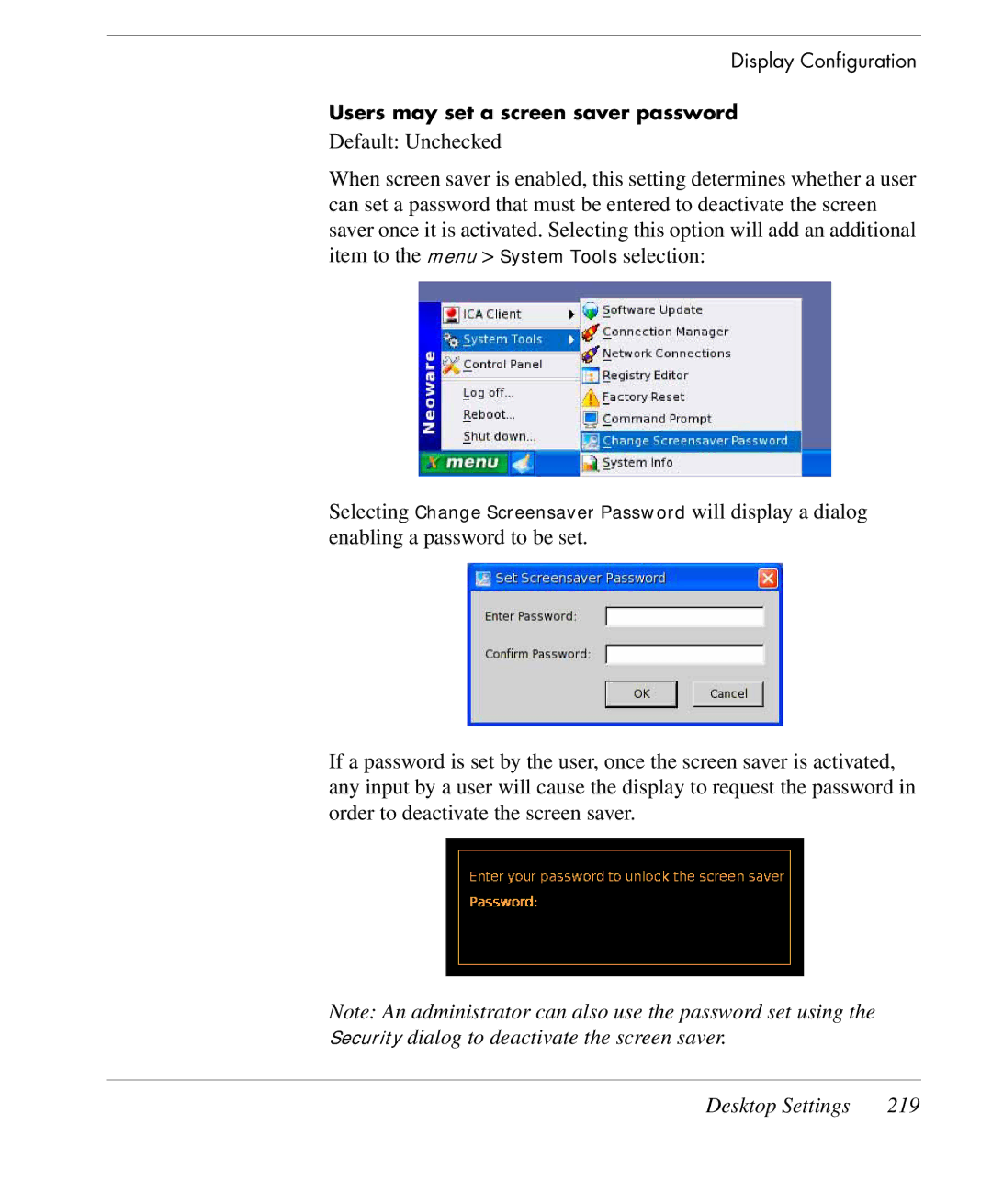 HP TeemTalk Terminal Emulator 9 E-License manual Desktop Settings 219 