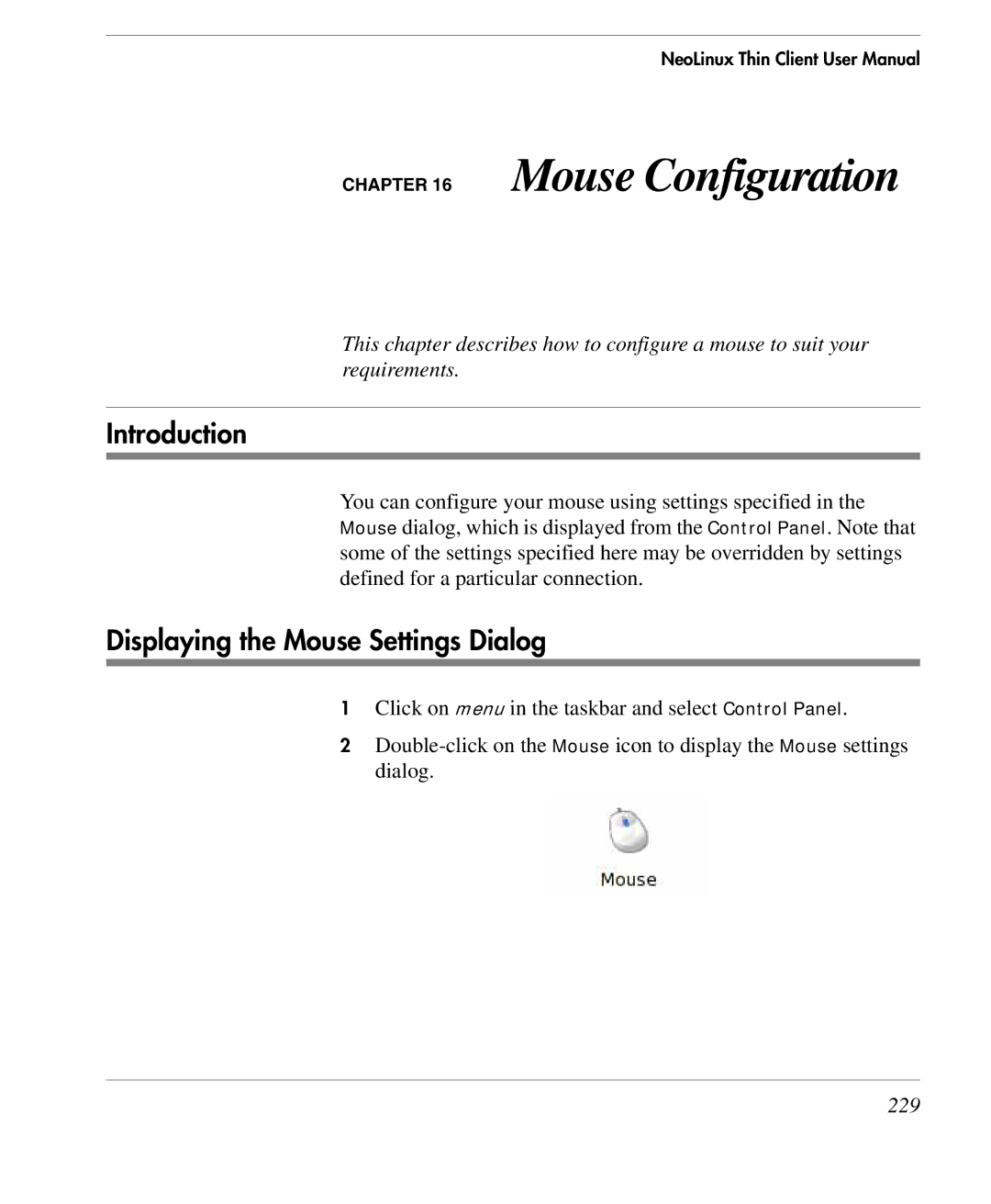 HP TeemTalk Terminal Emulator 9 E-License manual Mouse Configuration, Displaying the Mouse Settings Dialog, 229 