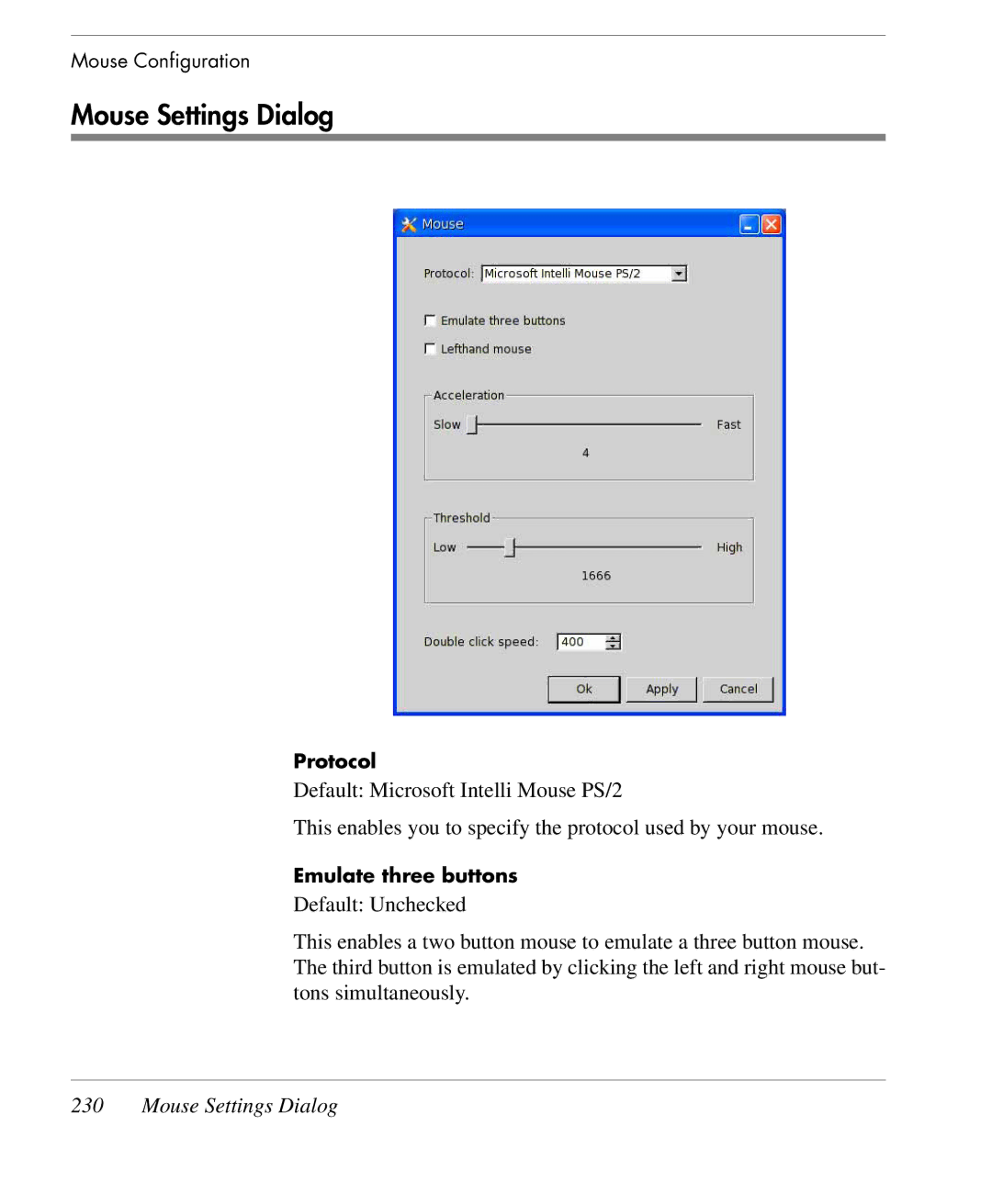 HP TeemTalk Terminal Emulator 9 E-License manual Mouse Settings Dialog 