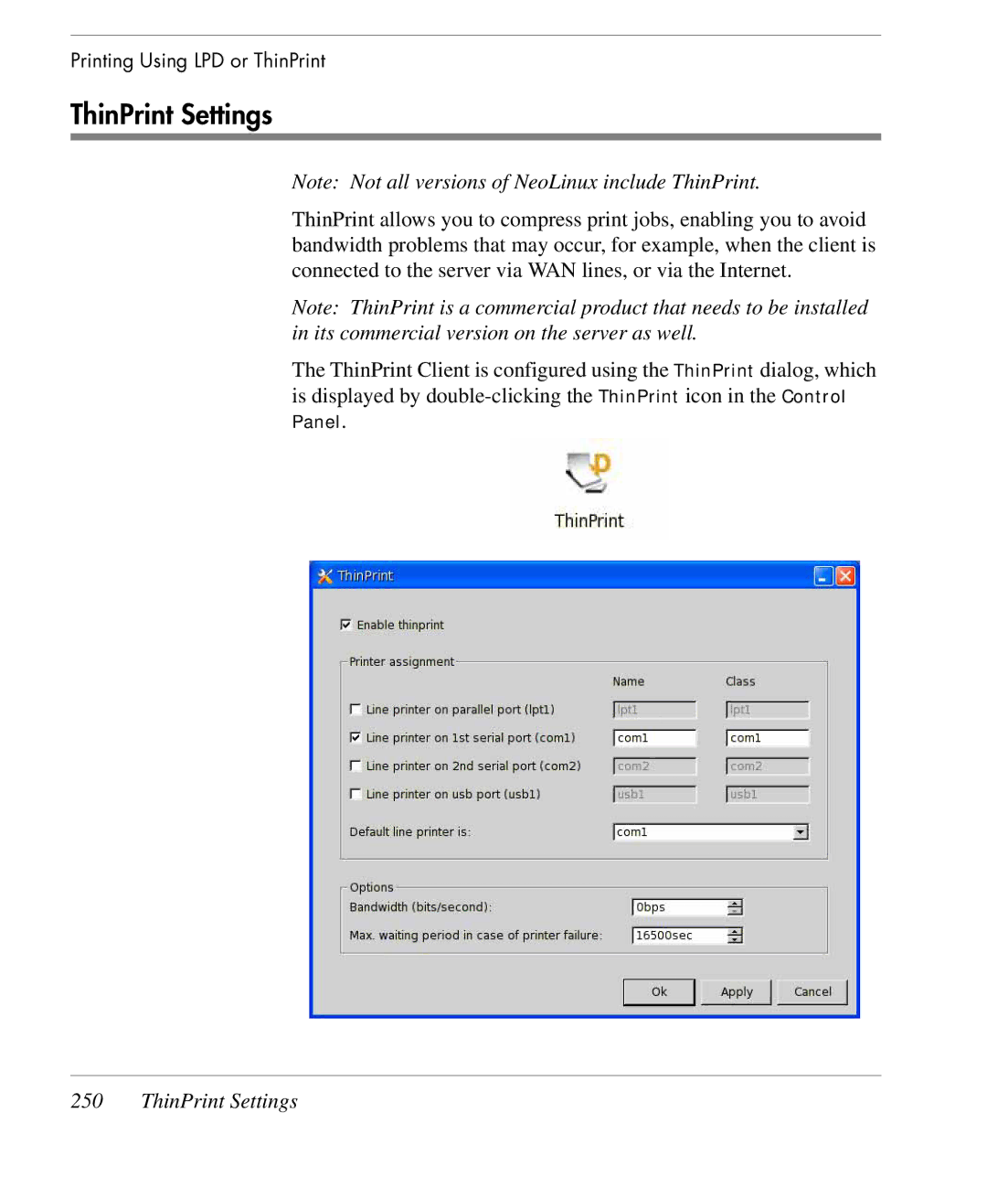 HP TeemTalk Terminal Emulator 9 E-License manual ThinPrint Settings 