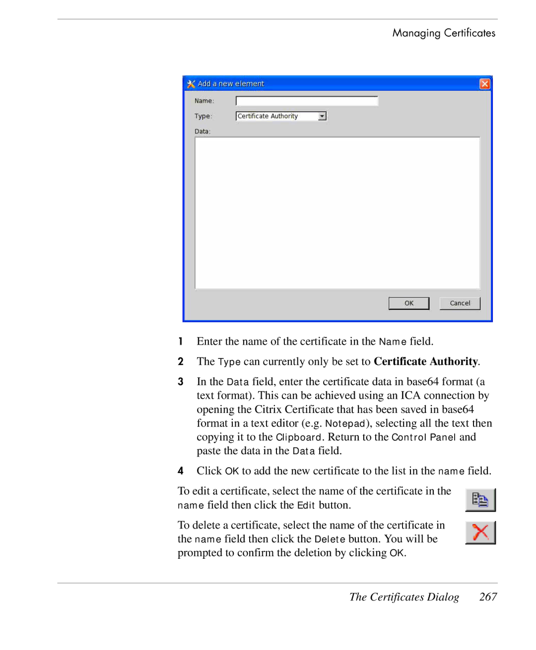 HP TeemTalk Terminal Emulator 9 E-License manual Certificates Dialog 267 