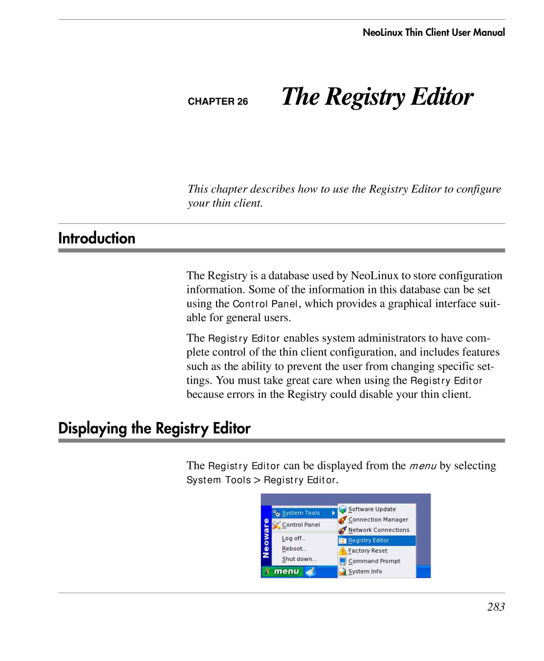 HP TeemTalk Terminal Emulator 9 E-License manual Displaying the Registry Editor, 283 