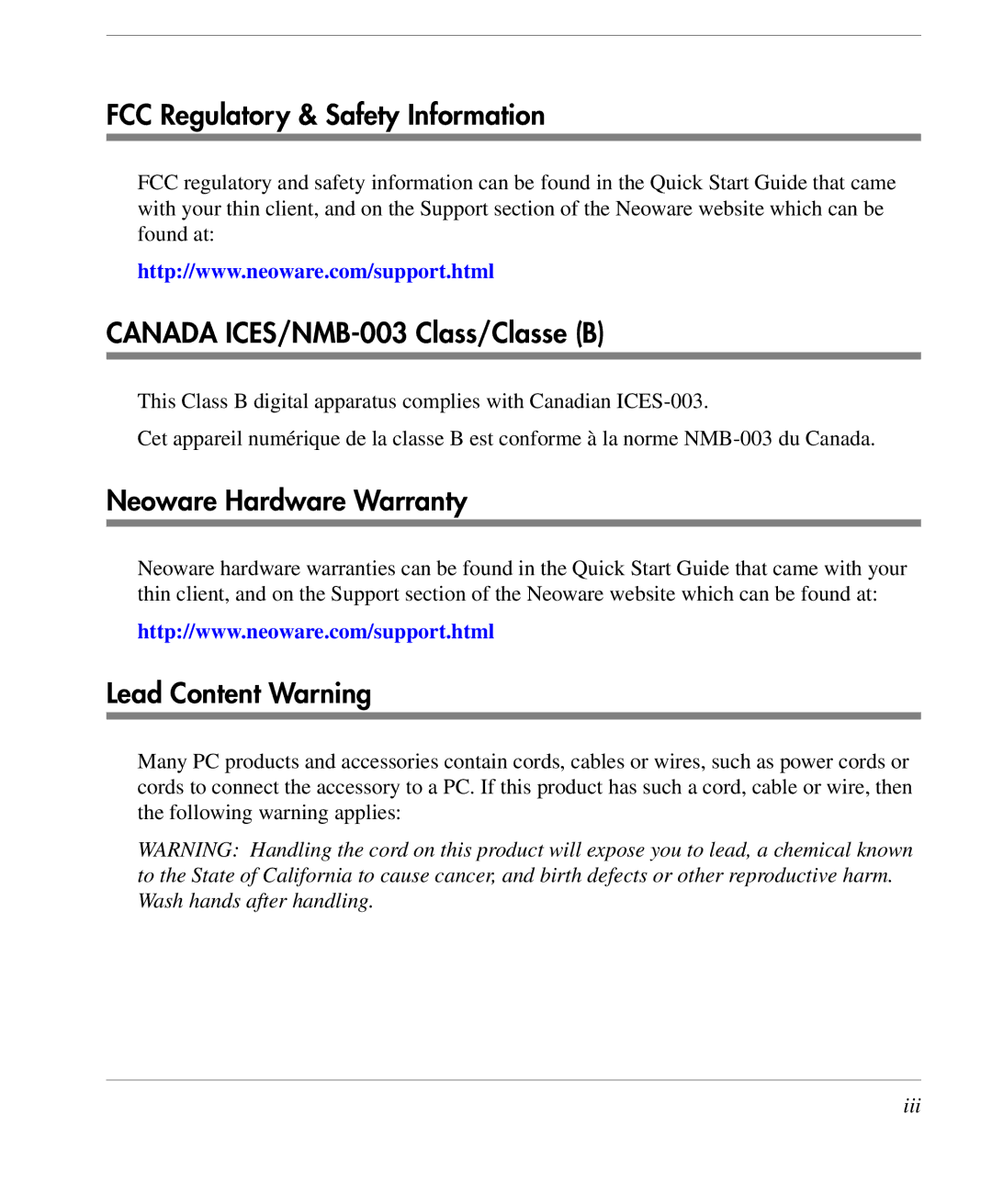 HP TeemTalk Terminal Emulator 9 E-License FCC Regulatory & Safety Information, Canada ICES/NMB-003 Class/Classe B, Iii 