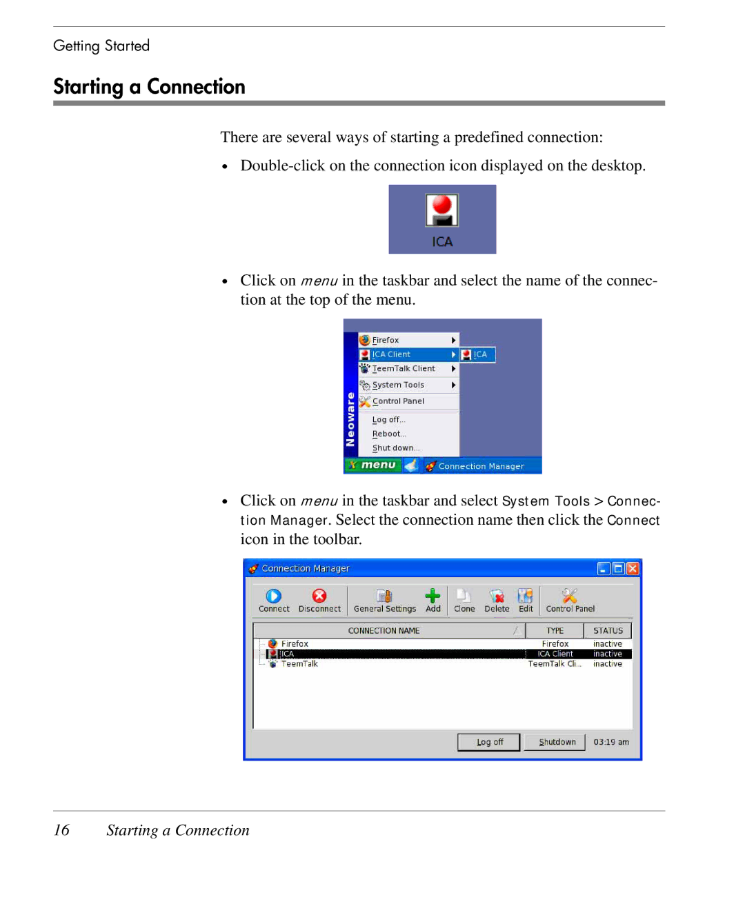 HP TeemTalk Terminal Emulator 9 E-License manual Starting a Connection 