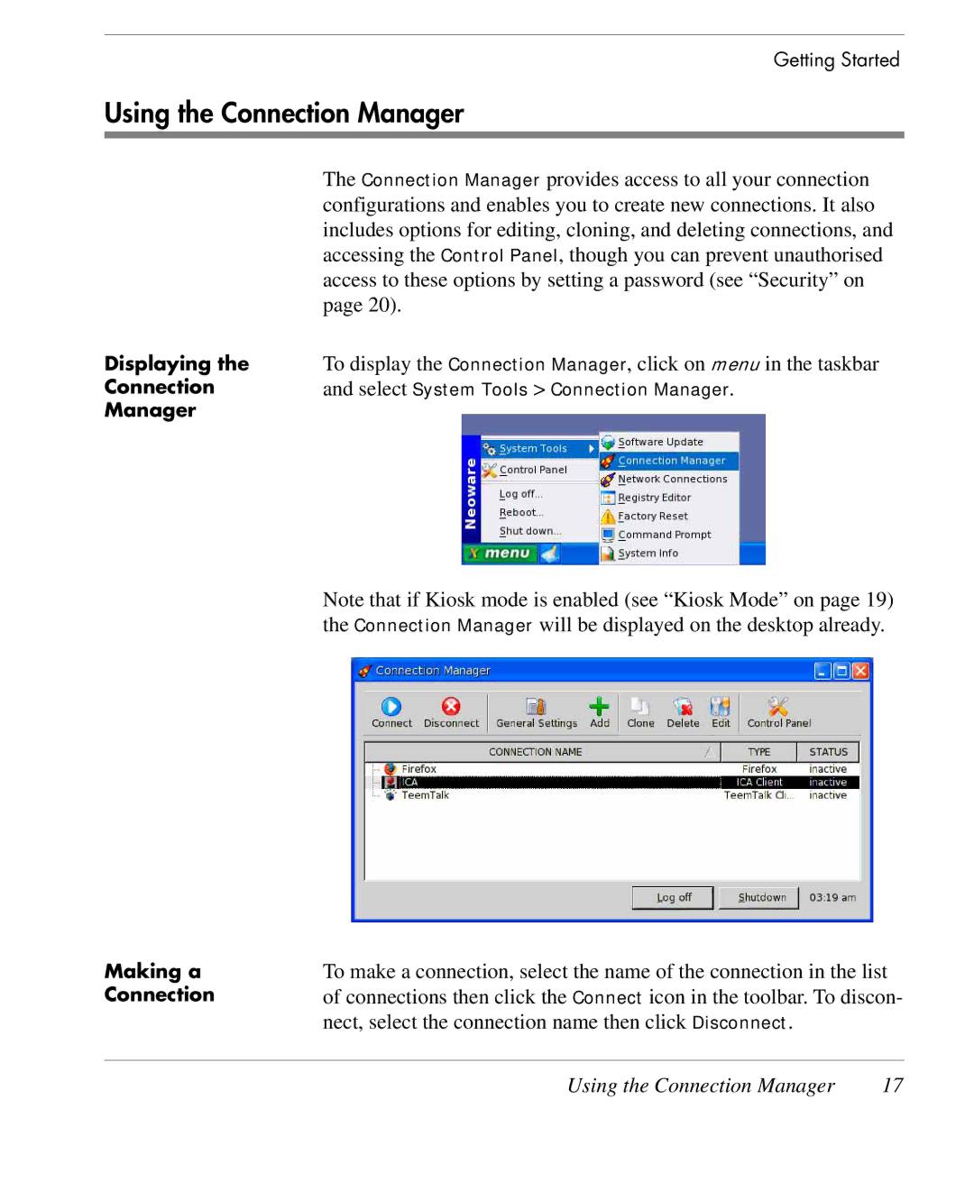 HP TeemTalk Terminal Emulator 9 E-License manual Using the Connection Manager 