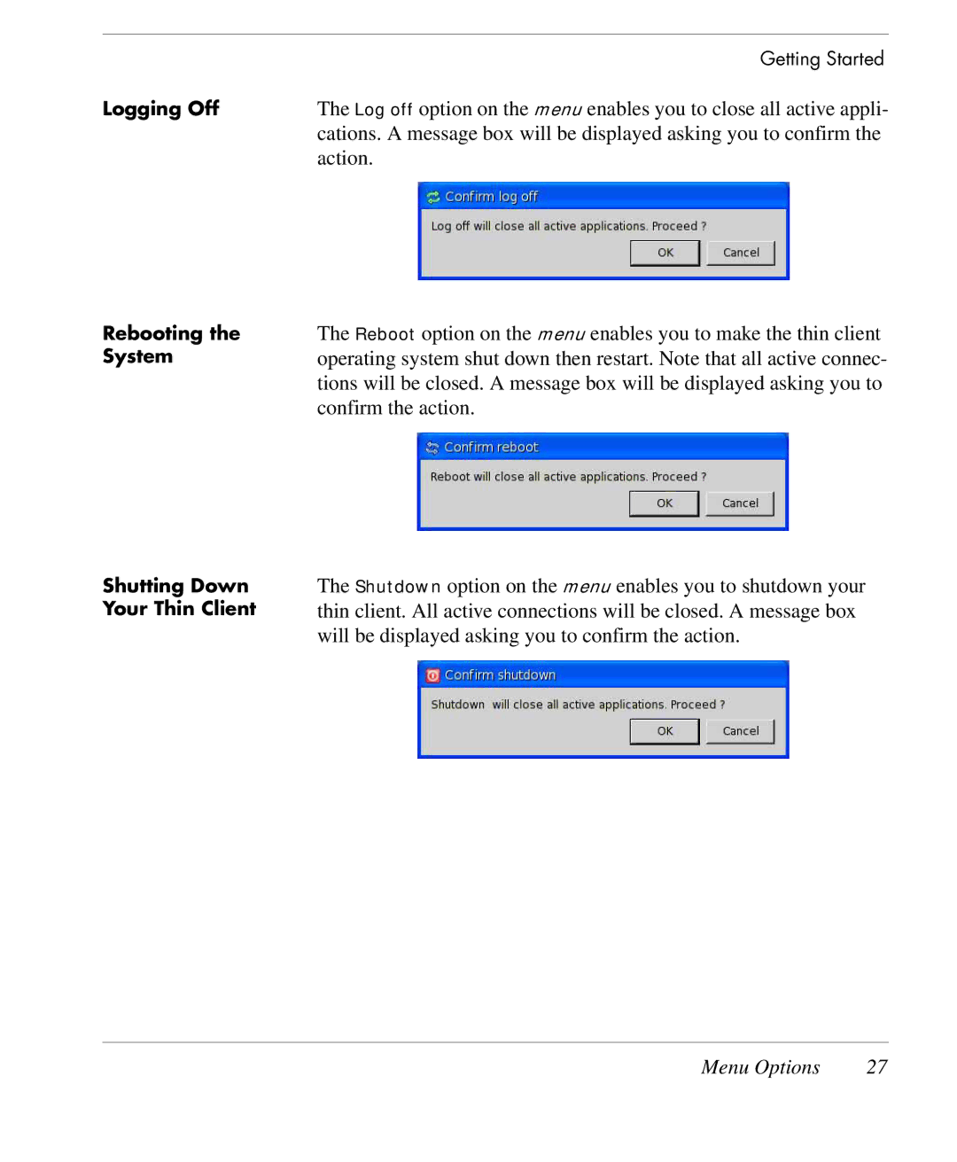 HP TeemTalk Terminal Emulator 9 E-License manual Menu Options 