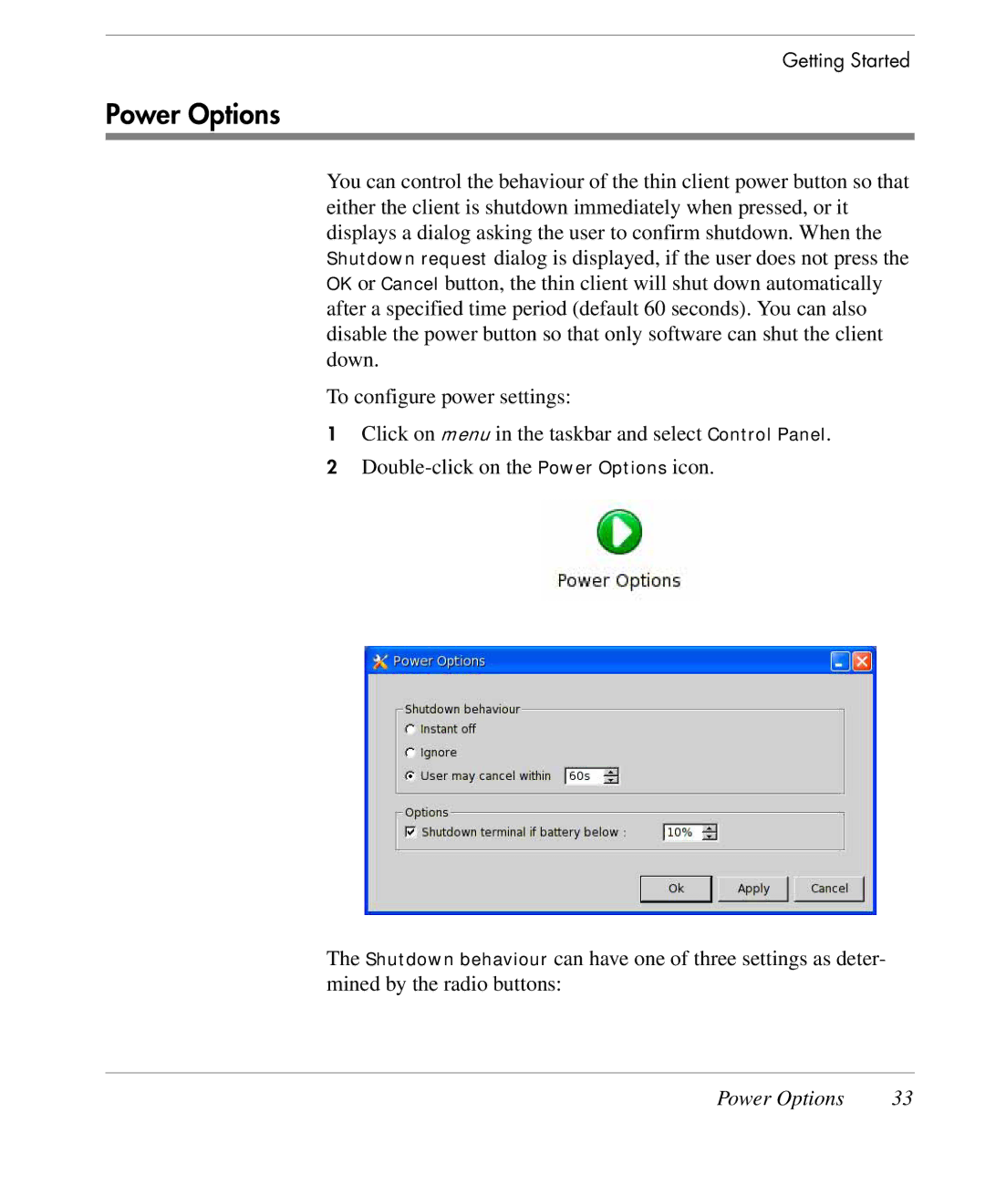 HP TeemTalk Terminal Emulator 9 E-License manual Power Options 