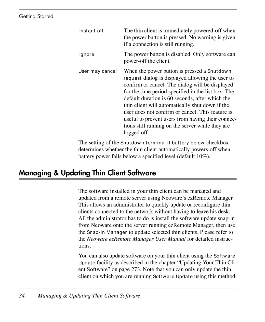 HP TeemTalk Terminal Emulator 9 E-License manual Managing & Updating Thin Client Software 