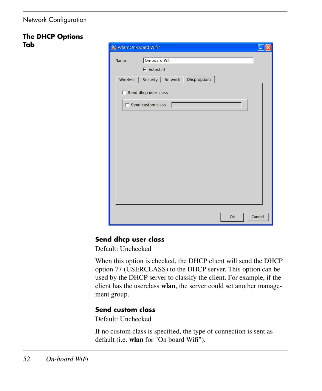 HP TeemTalk Terminal Emulator 9 E-License manual Dhcp Options Tab Send dhcp user class 