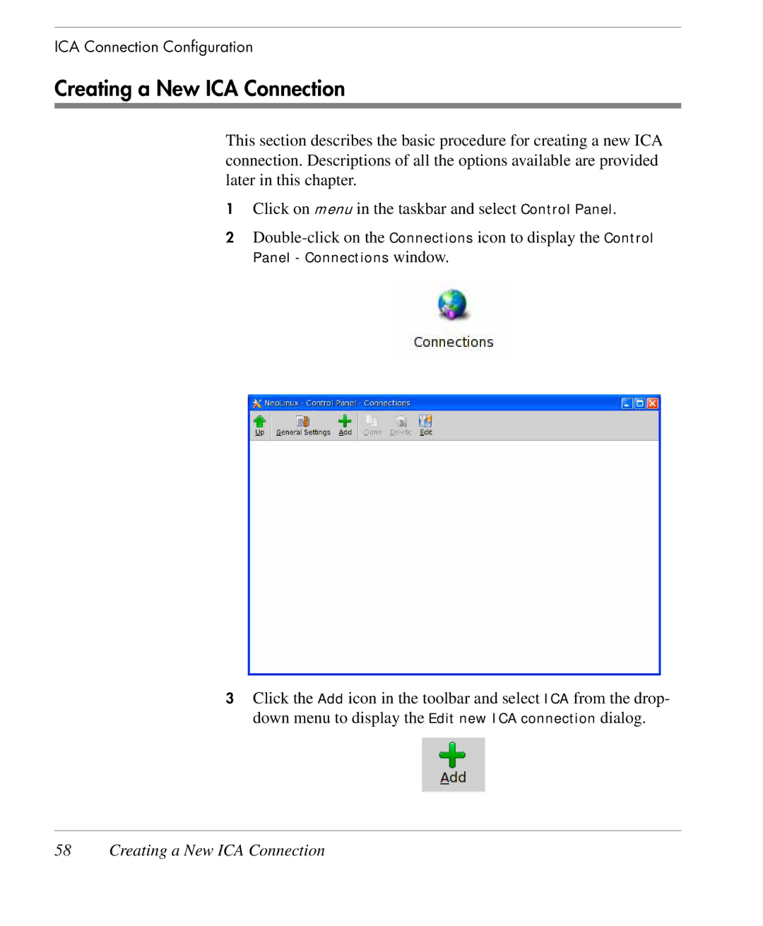 HP TeemTalk Terminal Emulator 9 E-License manual Creating a New ICA Connection 