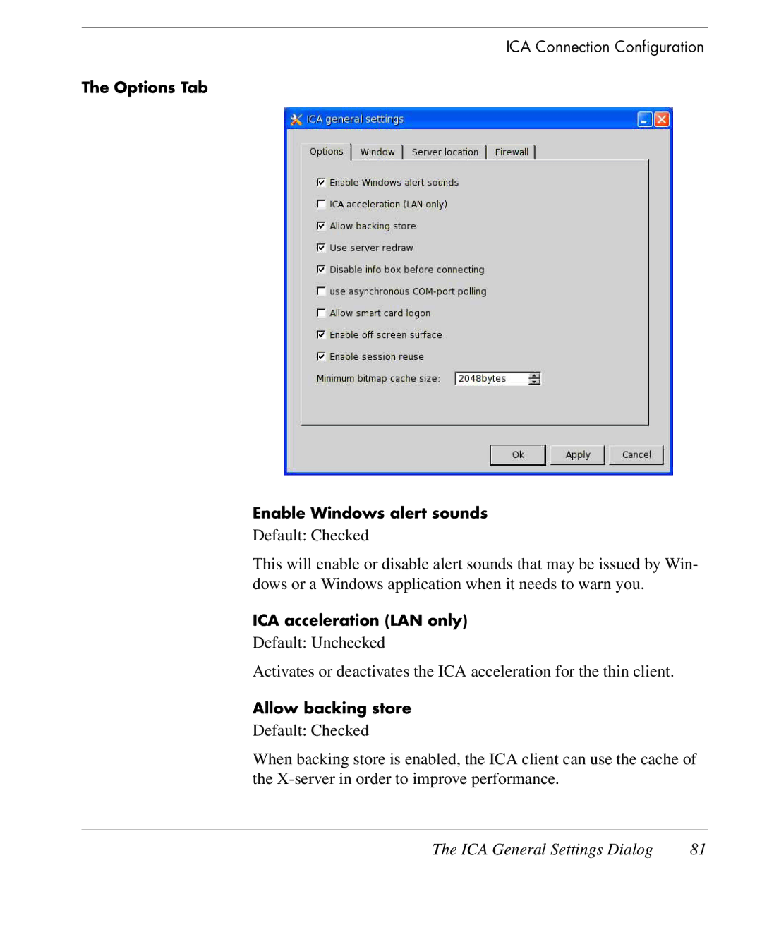 HP TeemTalk Terminal Emulator 9 E-License manual Options Tab Enable Windows alert sounds 