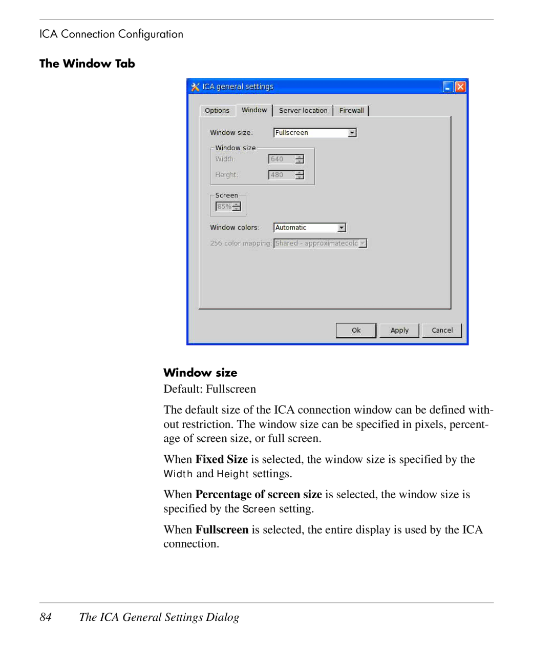 HP TeemTalk Terminal Emulator 9 E-License manual Window Tab Window size 