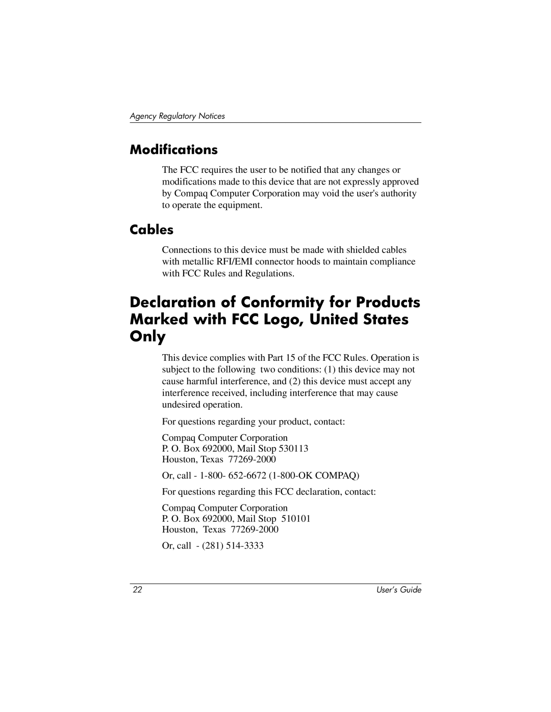 HP TFT 1825 manual Modifications, Cables 