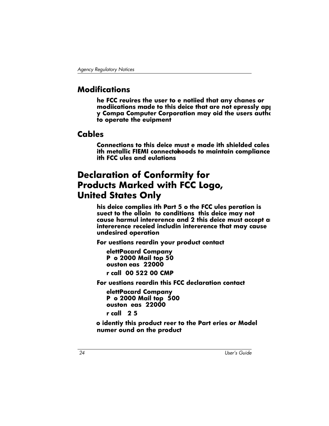 HP TFT 2025 manual Modifications, Cables 