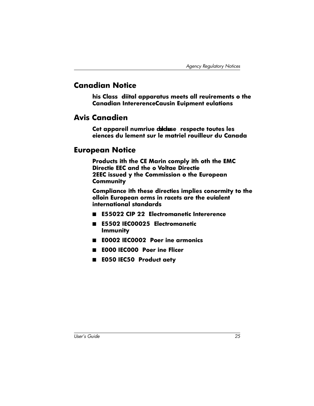 HP TFT 2025 manual Canadian Notice, Avis Canadien, European Notice 