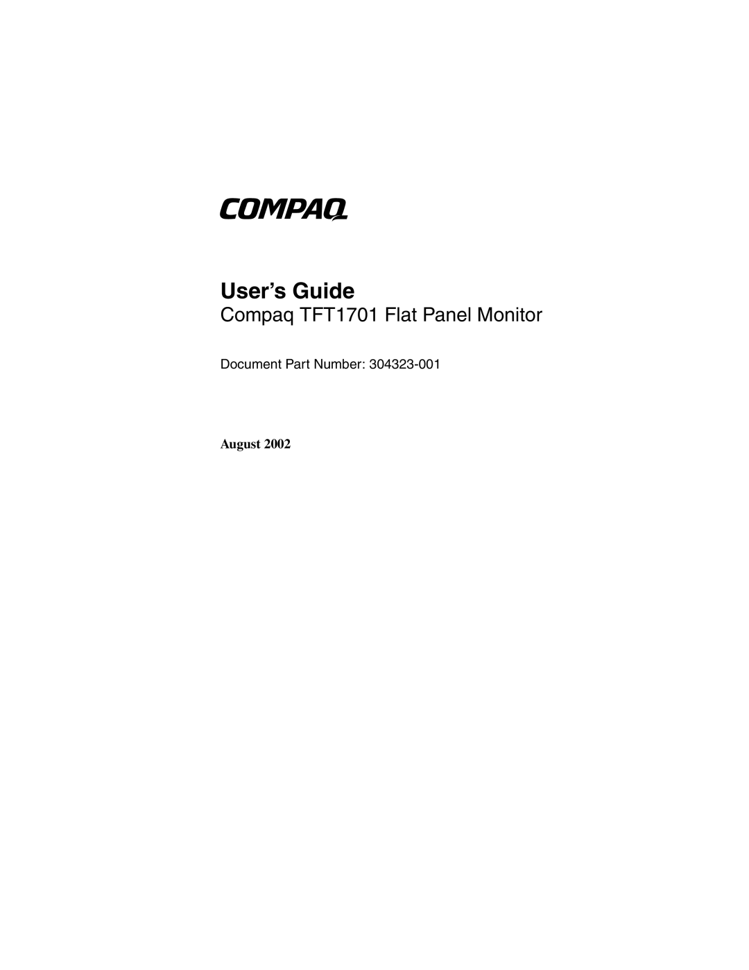 HP TFT1701 manual User’s Guide 