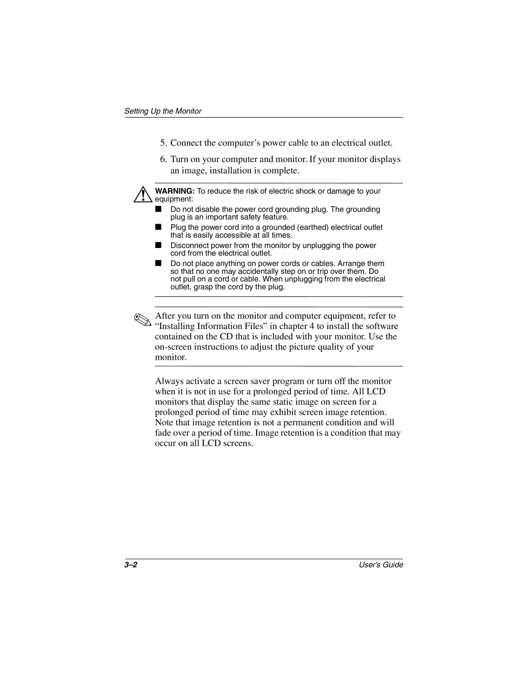 HP TFT1701 manual Setting Up the Monitor 