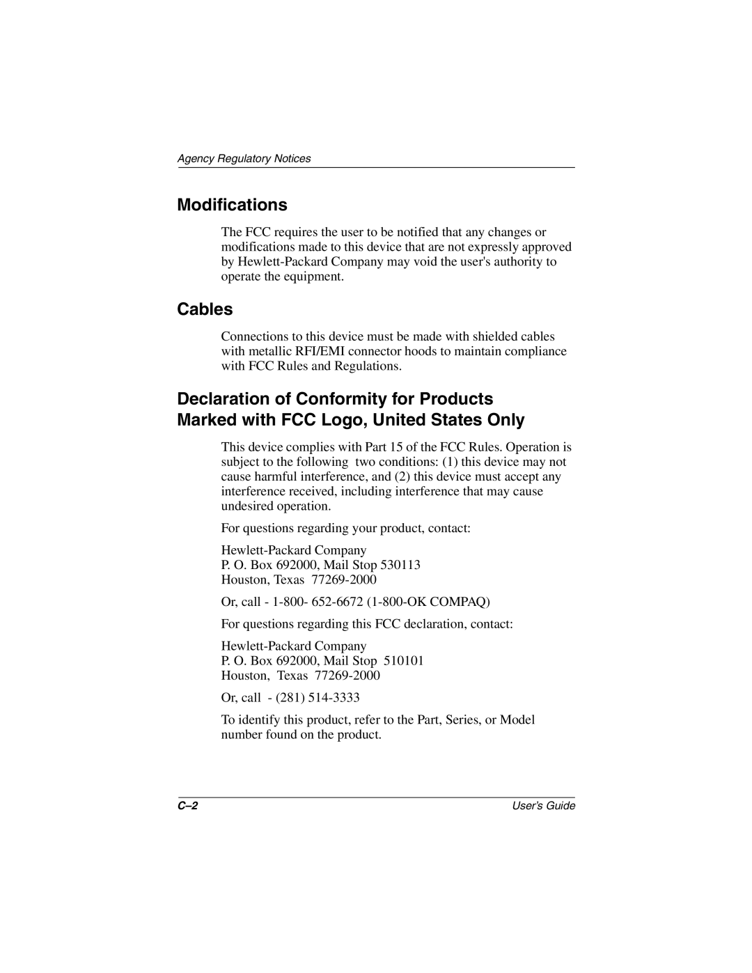 HP TFT1701 manual Modifications, Cables 