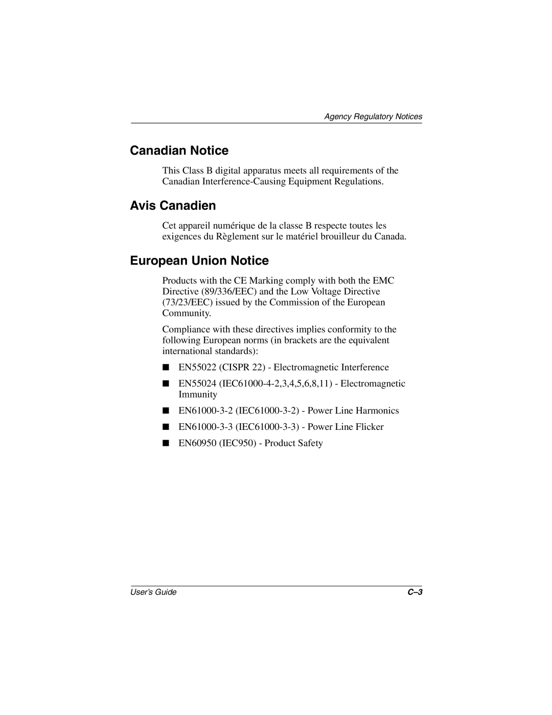 HP TFT1701 manual Canadian Notice, Avis Canadien, European Union Notice 