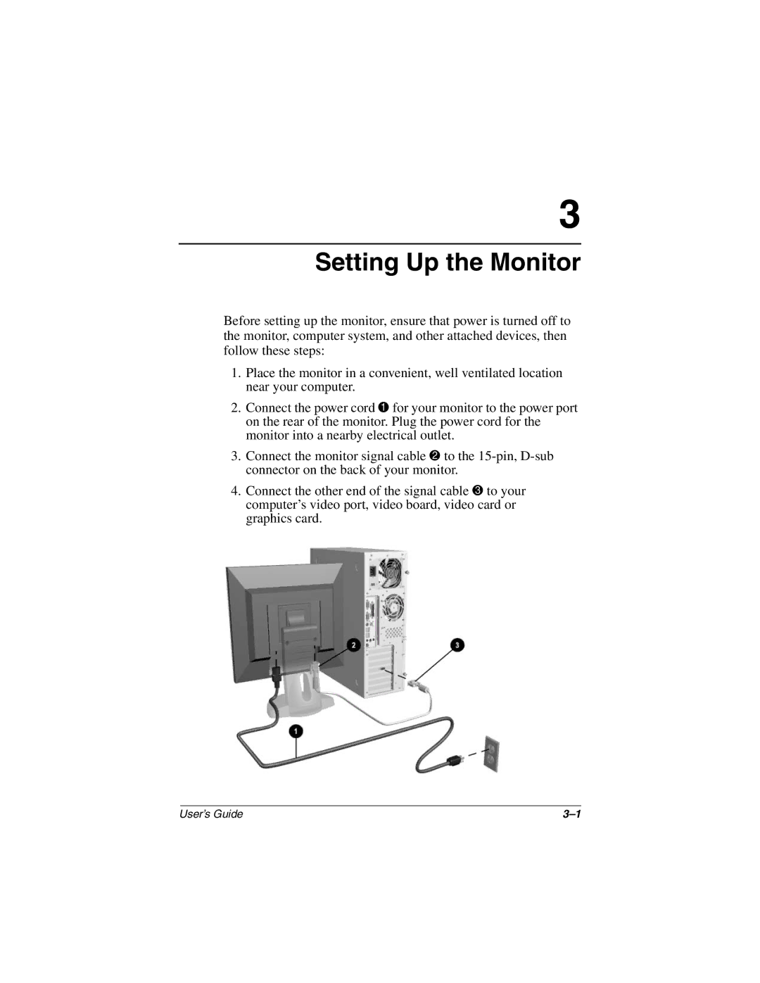 HP TFT1701 manual Setting Up the Monitor 