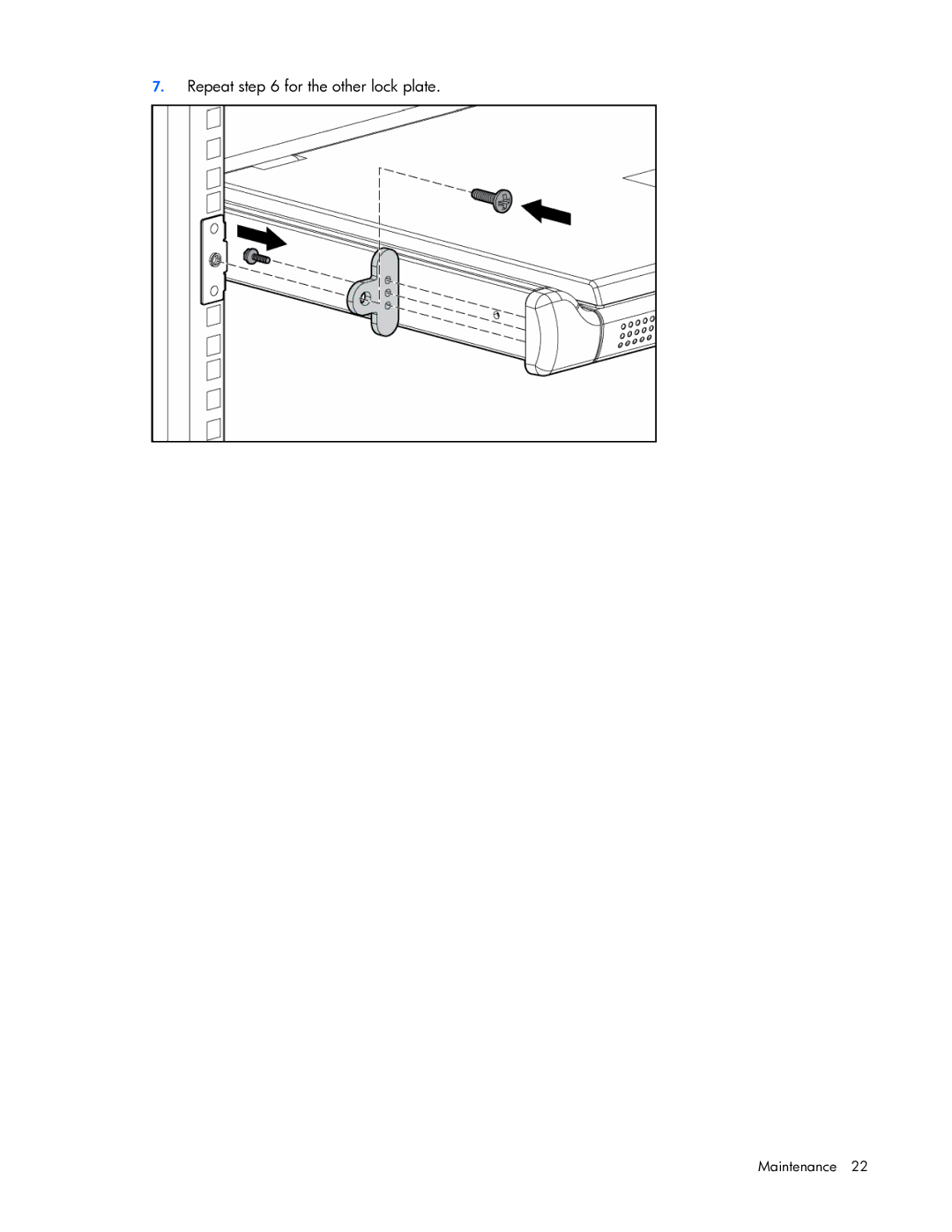 HP TFT7210R manual Repeat for the other lock plate 